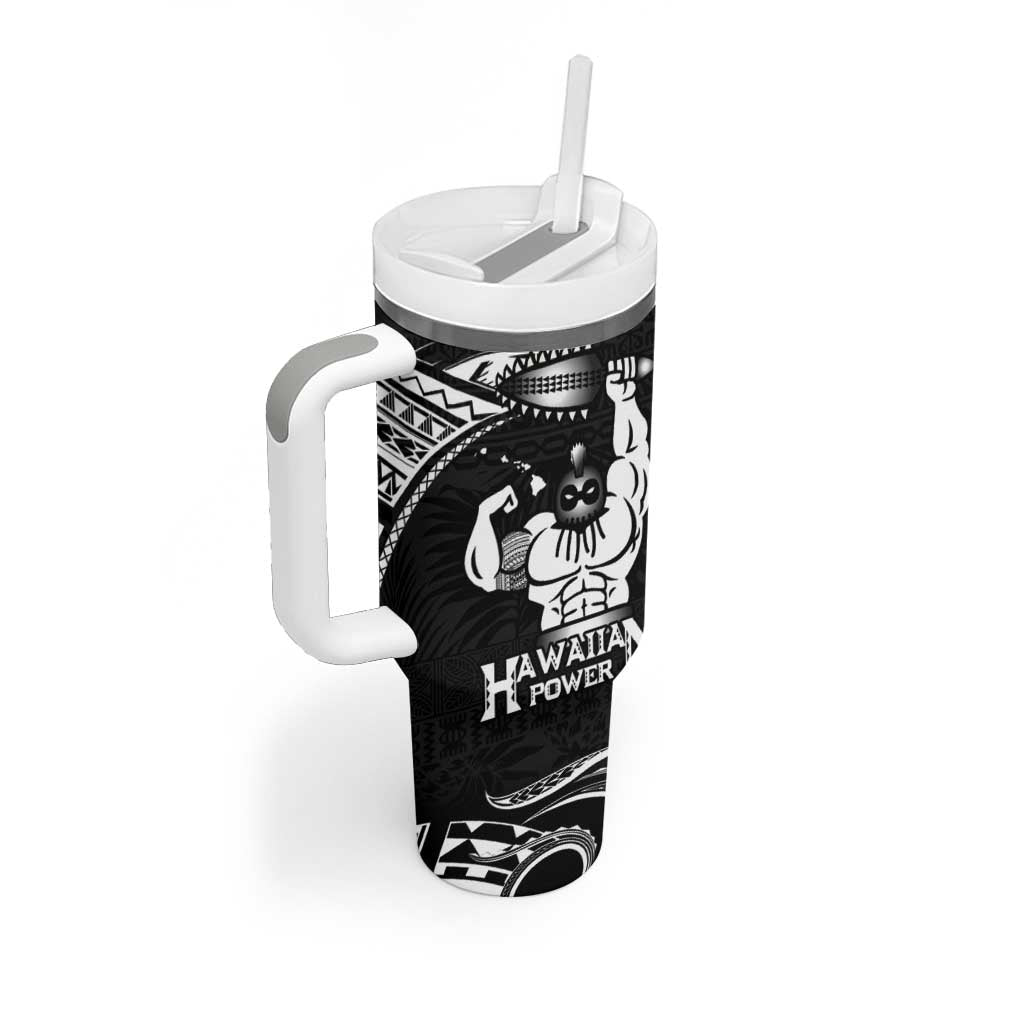 Black Hawaii Ikaika Warrior Tumbler With Handle Hawaiian Power LT14 - Polynesian Pride