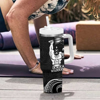 Black Hawaii Ikaika Warrior Tumbler With Handle Hawaiian Power LT14 - Polynesian Pride