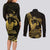 Gold Hawaii Ikaika Warrior Couples Matching Long Sleeve Bodycon Dress and Long Sleeve Button Shirt Hawaiian Power