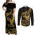 Gold Hawaii Ikaika Warrior Couples Matching Off Shoulder Maxi Dress and Long Sleeve Button Shirt Hawaiian Power