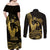 Gold Hawaii Ikaika Warrior Couples Matching Off Shoulder Maxi Dress and Long Sleeve Button Shirt Hawaiian Power