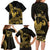 Gold Hawaii Ikaika Warrior Family Matching Long Sleeve Bodycon Dress and Hawaiian Shirt Hawaiian Power