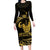 Gold Hawaii Ikaika Warrior Family Matching Long Sleeve Bodycon Dress and Hawaiian Shirt Hawaiian Power