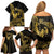 Gold Hawaii Ikaika Warrior Family Matching Off Shoulder Short Dress and Hawaiian Shirt Hawaiian Power