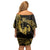 Gold Hawaii Ikaika Warrior Family Matching Off Shoulder Short Dress and Hawaiian Shirt Hawaiian Power