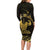 Gold Hawaii Ikaika Warrior Long Sleeve Bodycon Dress Hawaiian Power