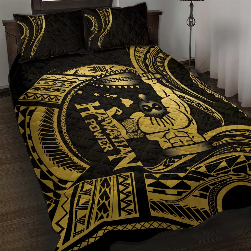 Gold Hawaii Ikaika Warrior Quilt Bed Set Hawaiian Power LT14 Gold - Polynesian Pride