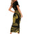 Gold Hawaii Ikaika Warrior Short Sleeve Bodycon Dress Hawaiian Power