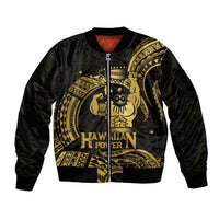 Gold Hawaii Ikaika Warrior Sleeve Zip Bomber Jacket Hawaiian Power LT14 Unisex Gold - Polynesian Pride