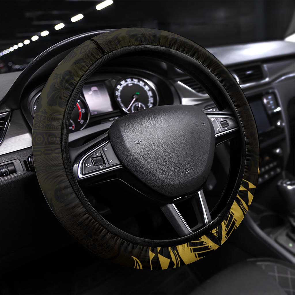 Gold Hawaii Ikaika Warrior Steering Wheel Cover Hawaiian Power LT14 Universal Fit Gold - Polynesian Pride