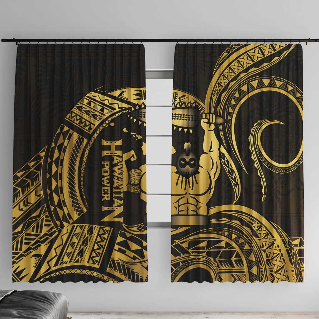 Gold Hawaii Ikaika Warrior Window Curtain Hawaiian Power LT14 With Hooks Gold - Polynesian Pride