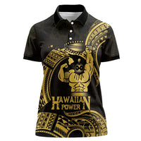Gold Hawaii Ikaika Warrior Women Polo Shirt Hawaiian Power LT14 Female Gold - Polynesian Pride