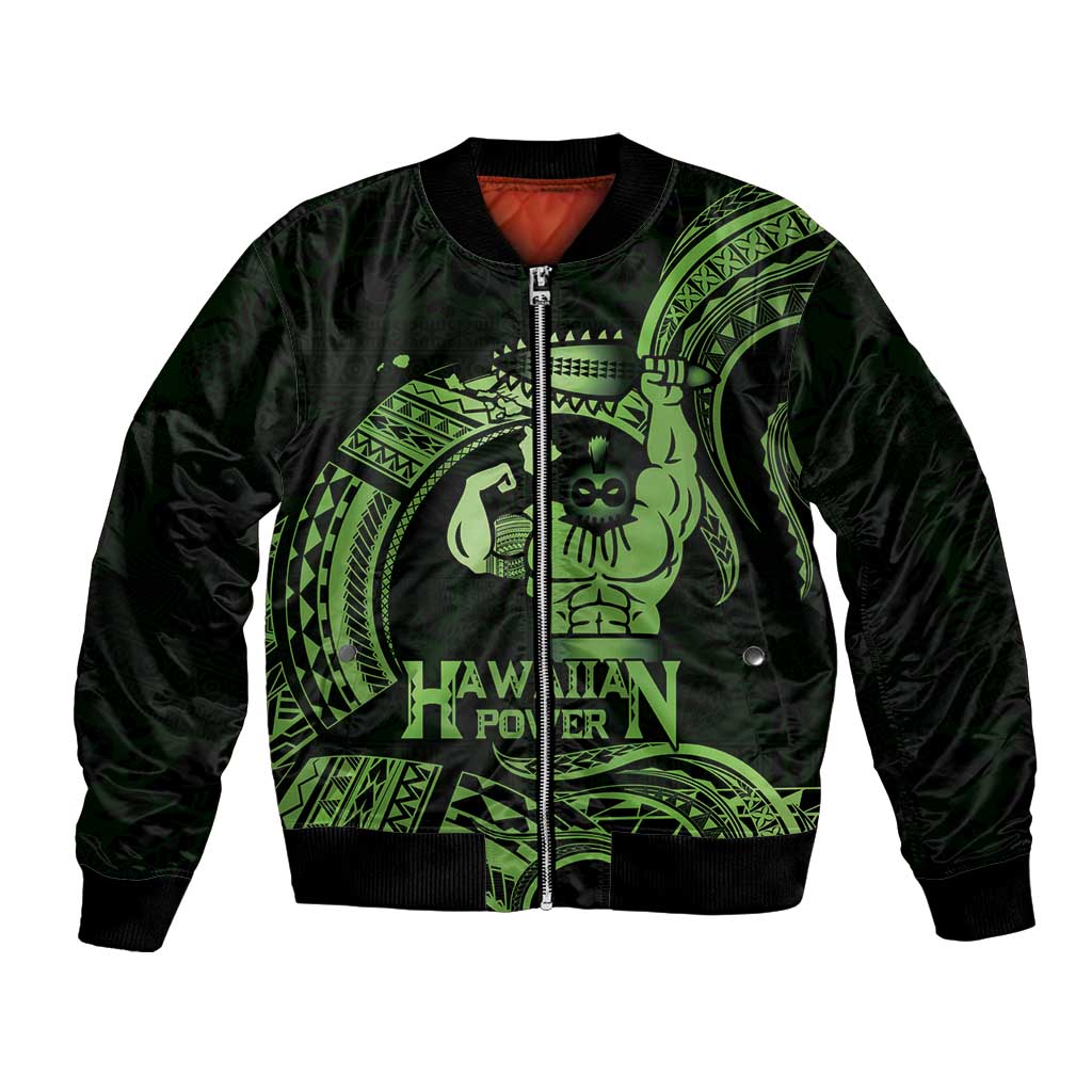 Green Hawaii Ikaika Warrior Bomber Jacket Hawaiian Power LT14 Unisex Green - Polynesian Pride