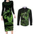 Green Hawaii Ikaika Warrior Couples Matching Long Sleeve Bodycon Dress and Long Sleeve Button Shirt Hawaiian Power