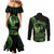 Green Hawaii Ikaika Warrior Couples Matching Mermaid Dress and Long Sleeve Button Shirt Hawaiian Power