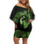 Green Hawaii Ikaika Warrior Family Matching Off Shoulder Short Dress and Hawaiian Shirt Hawaiian Power