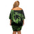 Green Hawaii Ikaika Warrior Family Matching Off Shoulder Short Dress and Hawaiian Shirt Hawaiian Power