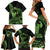 Green Hawaii Ikaika Warrior Family Matching Short Sleeve Bodycon Dress and Hawaiian Shirt Hawaiian Power