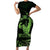 Green Hawaii Ikaika Warrior Family Matching Short Sleeve Bodycon Dress and Hawaiian Shirt Hawaiian Power