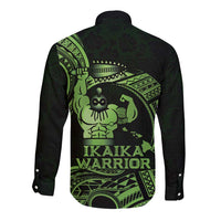 Green Hawaii Ikaika Warrior Long Sleeve Button Shirt Hawaiian Power LT14 - Polynesian Pride