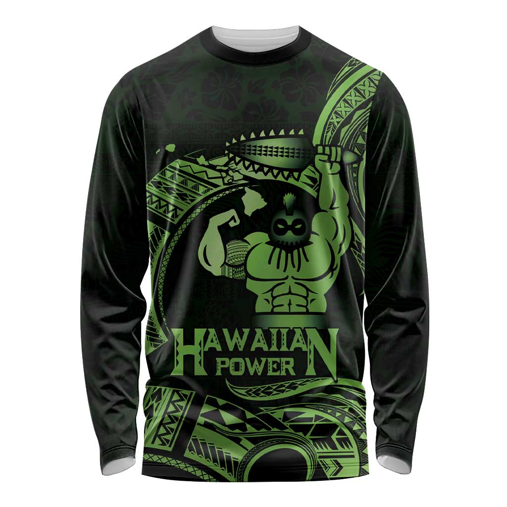 Green Hawaii Ikaika Warrior Long Sleeve Shirt Hawaiian Power LT14 Unisex Green - Polynesian Pride