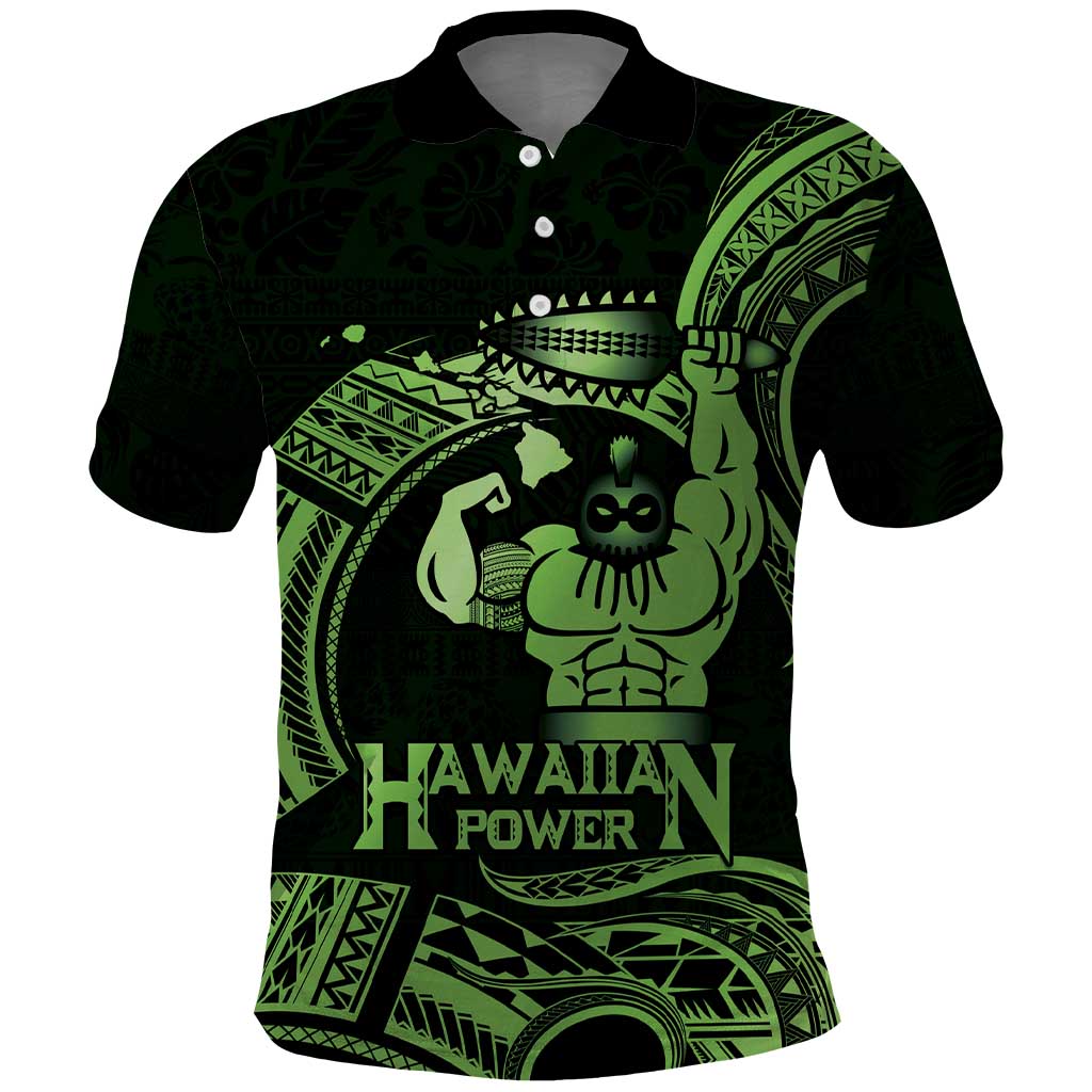 Green Hawaii Ikaika Warrior Polo Shirt Hawaiian Power LT14 Green - Polynesian Pride