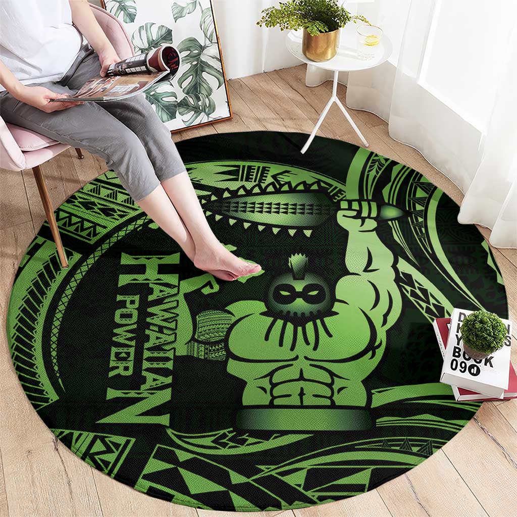 Green Hawaii Ikaika Warrior Round Carpet Hawaiian Power LT14 - Polynesian Pride