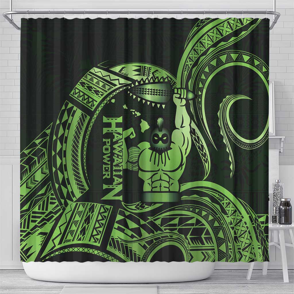 Green Hawaii Ikaika Warrior Shower Curtain Hawaiian Power LT14 - Polynesian Pride