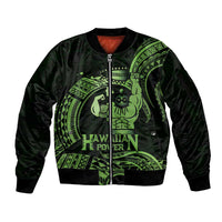 Green Hawaii Ikaika Warrior Sleeve Zip Bomber Jacket Hawaiian Power LT14 Unisex Green - Polynesian Pride