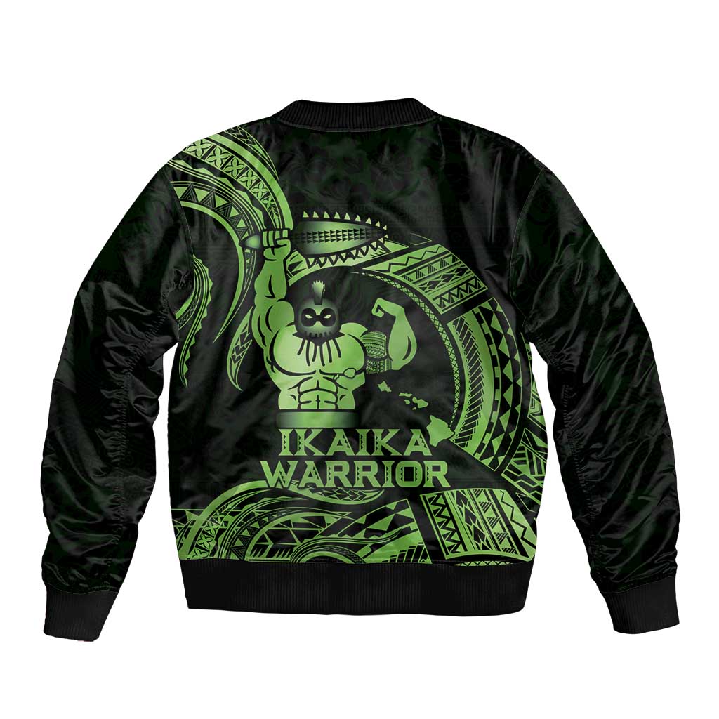 Green Hawaii Ikaika Warrior Sleeve Zip Bomber Jacket Hawaiian Power LT14 - Polynesian Pride
