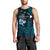 Personalised Hawaii King Kamehameha Day Men Tank Top Plumeria With Kakau Pattern - Blue