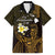 Personalised Hawaii King Kamehameha Day Family Matching Off The Shoulder Long Sleeve Dress and Hawaiian Shirt Plumeria With Kakau Pattern - Gold