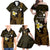 Personalised Hawaii King Kamehameha Day Family Matching Off Shoulder Maxi Dress and Hawaiian Shirt Plumeria With Kakau Pattern - Gold