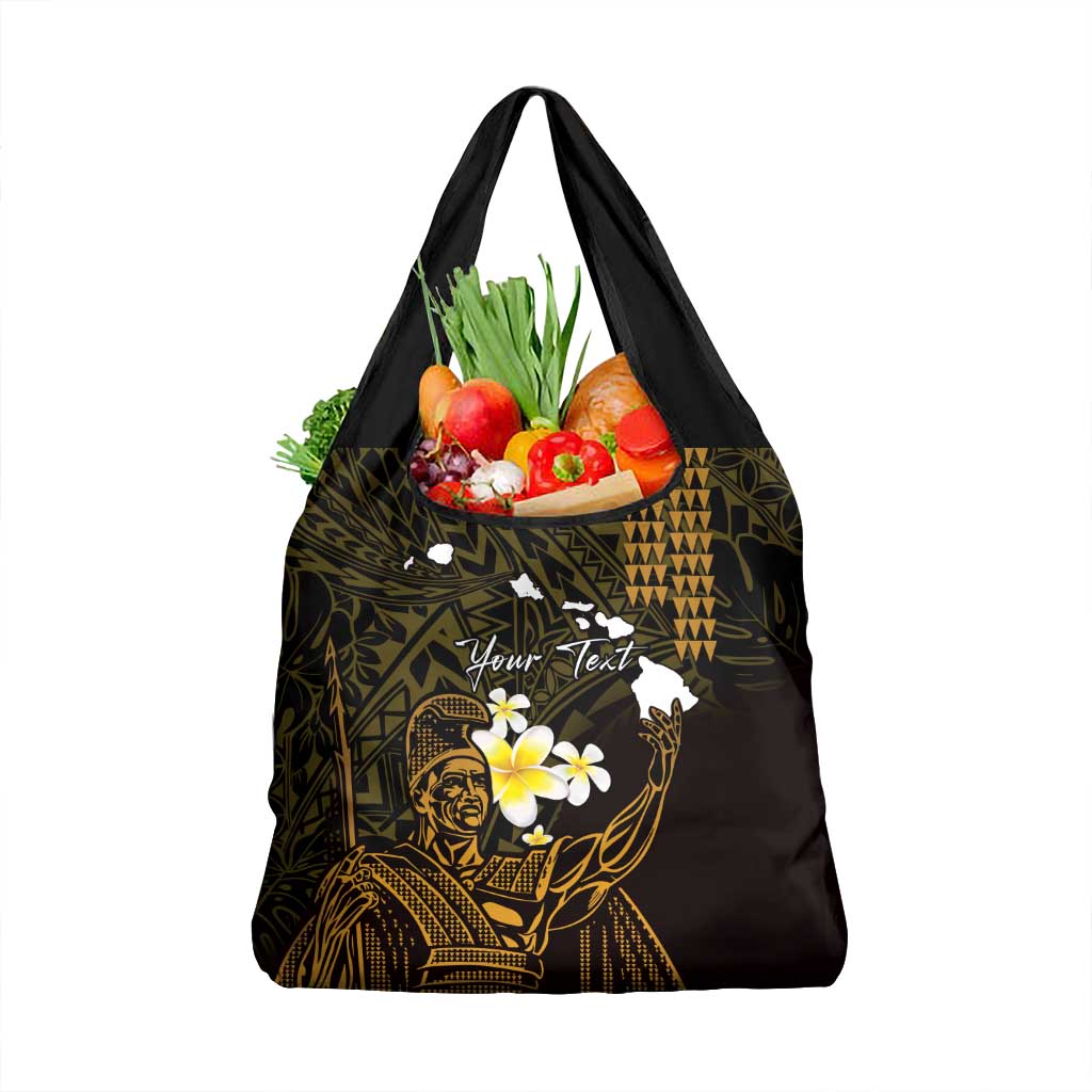 Personalised Hawaii King Kamehameha Day Grocery Bag Plumeria With Kakau Pattern - Gold LT14 1-pack One Size Gold - Polynesian Pride