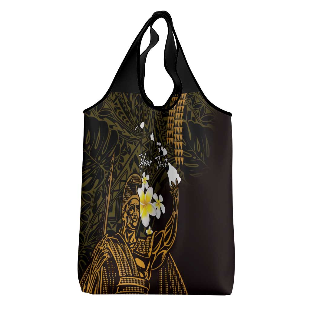 Personalised Hawaii King Kamehameha Day Grocery Bag Plumeria With Kakau Pattern - Gold LT14 - Polynesian Pride