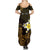 Personalised Hawaii King Kamehameha Day Summer Maxi Dress Plumeria With Kakau Pattern - Gold