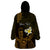 Personalised Hawaii King Kamehameha Day Wearable Blanket Hoodie Plumeria With Kakau Pattern - Gold