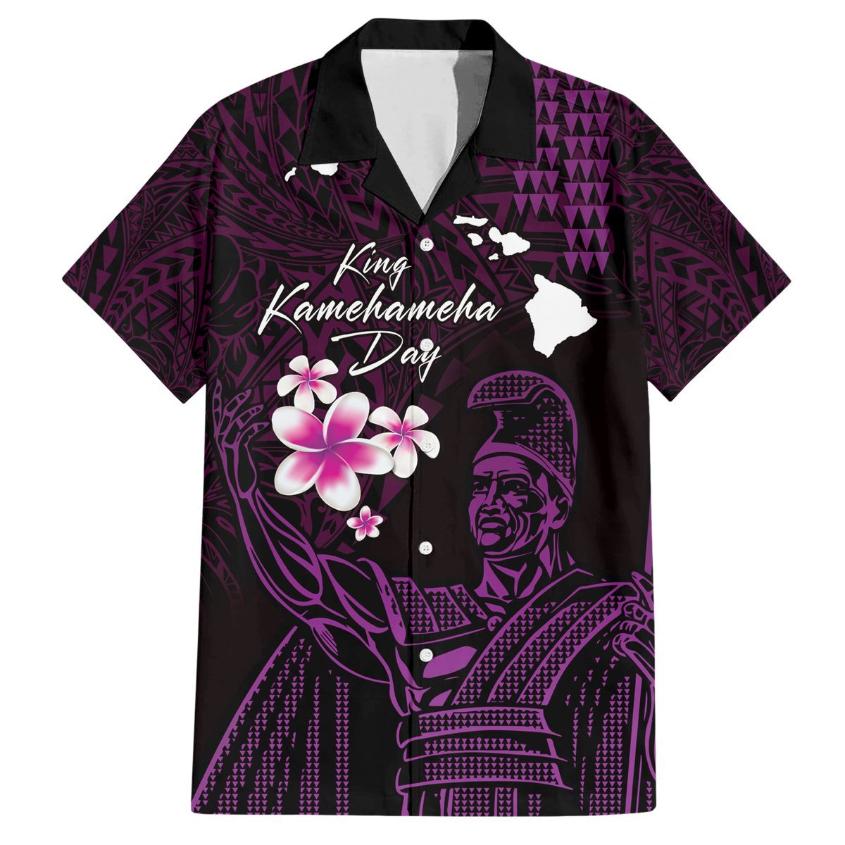 Personalised Hawaii King Kamehameha Day Hawaiian Shirt Plumeria With Kakau Pattern - Purple LT14 Purple - Polynesian Pride