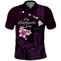 Personalised Hawaii King Kamehameha Day Polo Shirt Plumeria With Kakau Pattern - Purple LT14 Purple - Polynesian Pride