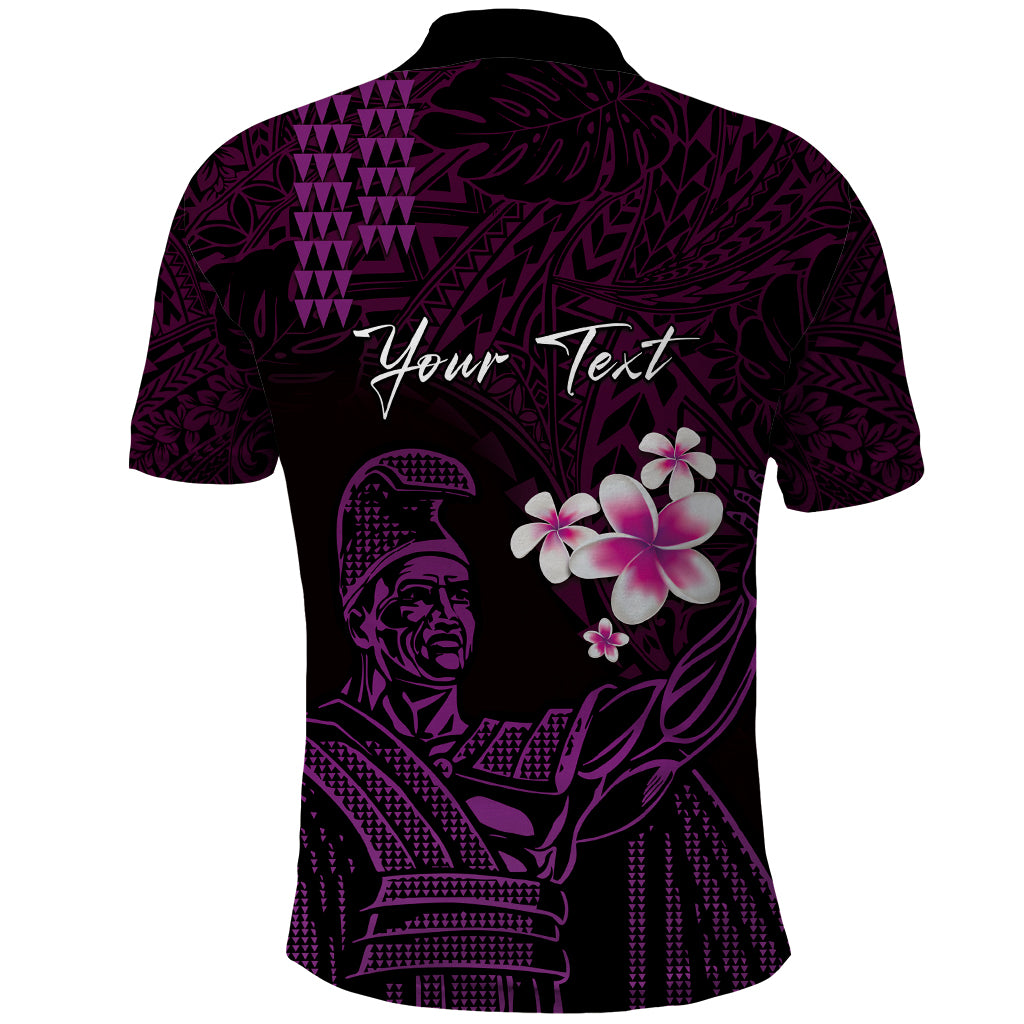 Personalised Hawaii King Kamehameha Day Polo Shirt Plumeria With Kakau Pattern - Purple LT14 - Polynesian Pride