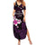 Personalised Hawaii King Kamehameha Day Summer Maxi Dress Plumeria With Kakau Pattern - Purple