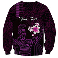 Personalised Hawaii King Kamehameha Day Sweatshirt Plumeria With Kakau Pattern - Purple LT14 - Polynesian Pride