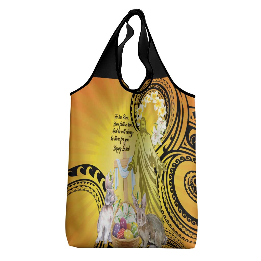 Polynesia Easter Day Grocery Bag He Is Risen Lilium Longiflorum Polynesian Pattern LT14 - Polynesian Pride