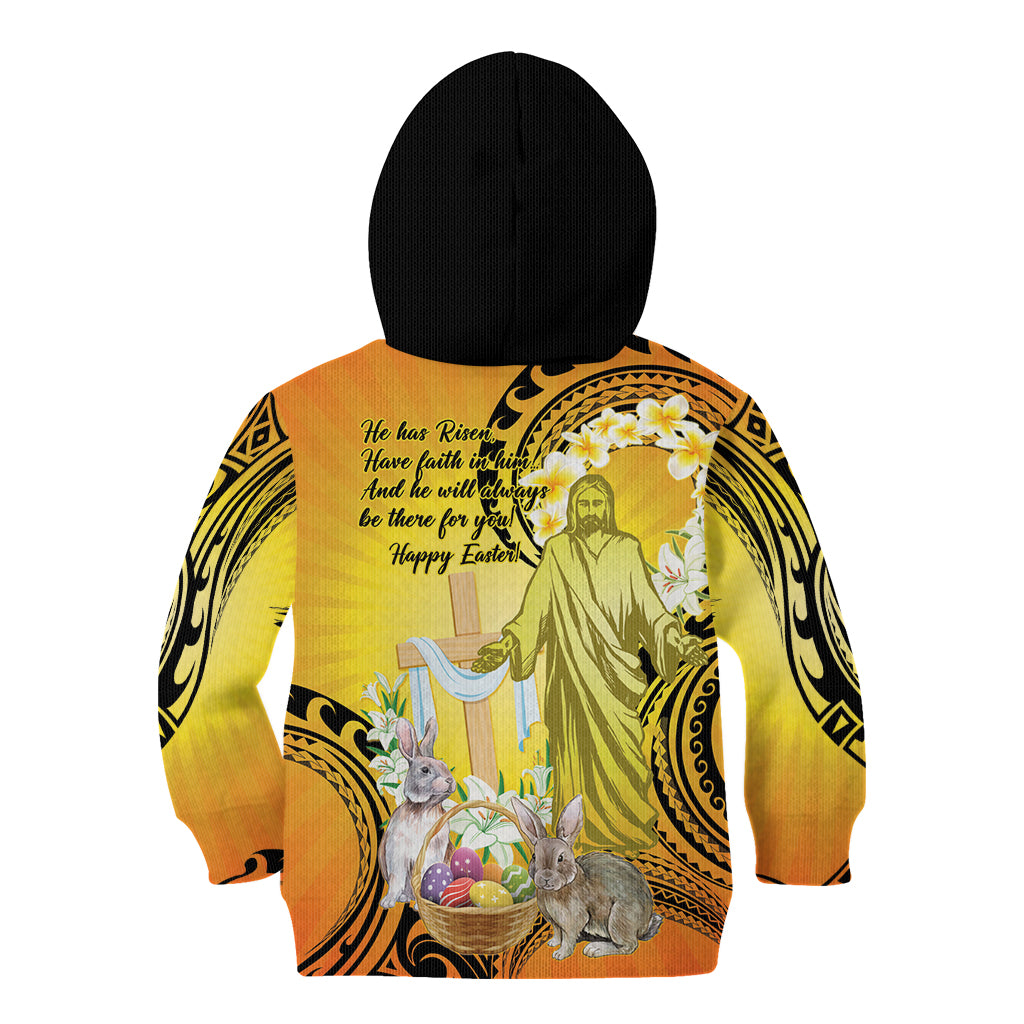 Polynesia Easter Day Kid Hoodie He Is Risen Lilium Longiflorum Polynesian Pattern LT14 - Polynesian Pride