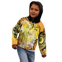 Polynesia Easter Day Kid Hoodie He Is Risen Lilium Longiflorum Polynesian Pattern LT14 - Polynesian Pride