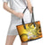 Polynesia Easter Day Leather Tote Bag He Is Risen Lilium Longiflorum Polynesian Pattern