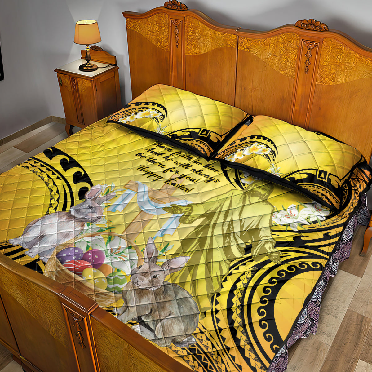 Polynesia Easter Day Quilt Bed Set He Is Risen Lilium Longiflorum Polynesian Pattern LT14 - Polynesian Pride
