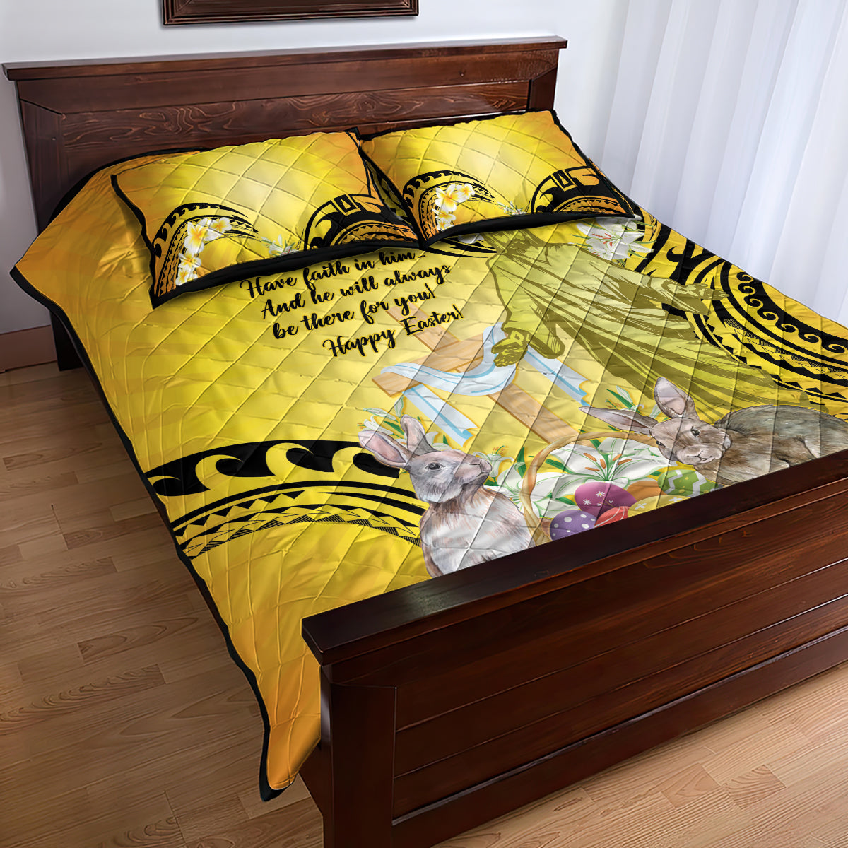 Polynesia Easter Day Quilt Bed Set He Is Risen Lilium Longiflorum Polynesian Pattern LT14 - Polynesian Pride