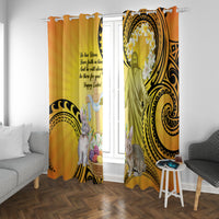 Polynesia Easter Day Window Curtain He Is Risen Lilium Longiflorum Polynesian Pattern LT14 With Grommets Gold - Polynesian Pride