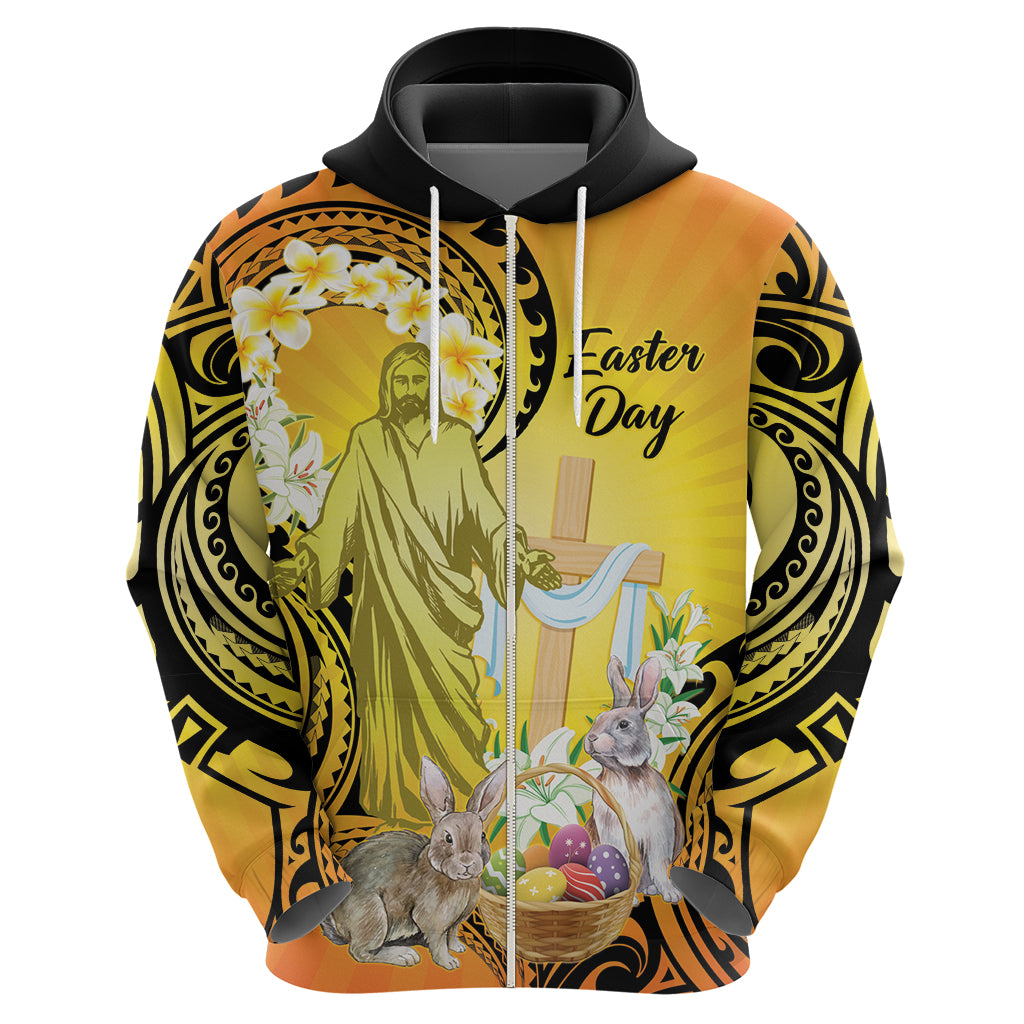 Polynesia Easter Day Zip Hoodie He Is Risen Lilium Longiflorum Polynesian Pattern LT14 - Polynesian Pride